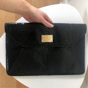 Michael Kors Large Black Snakeskin Clutch